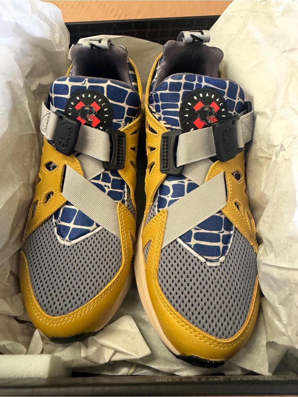 Kids Yellow and Blue Athletic Sneakers with Grey Accents